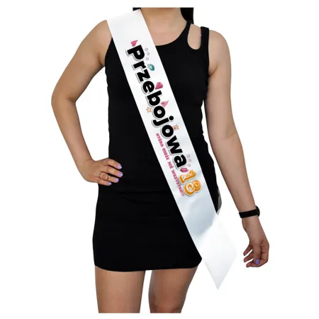 Szarfa BIAŁA Osiemnastka Przebojowa 18